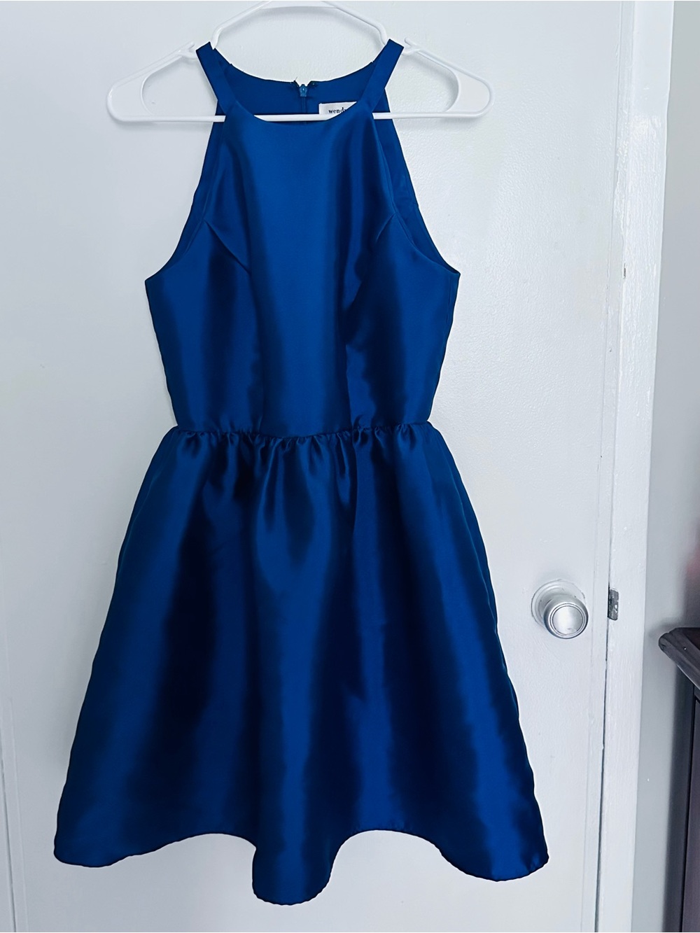 Girls' Royal Blue Satin Fit-and-Flare Dress